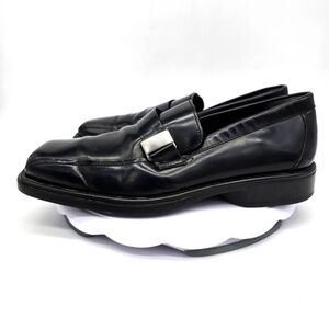Structure Dress Shoes Men 11 D Vera Gomma Italy Buckle Black Leather Loafers